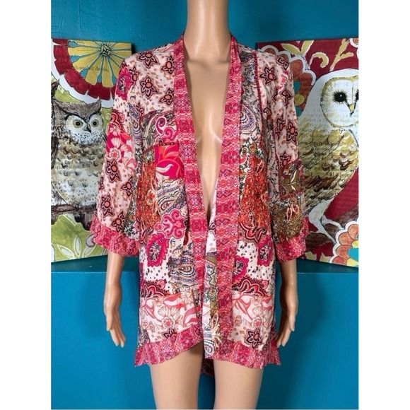 Floriana Sweaters - Floriana Cardigan Kimono Women's Large Boho Bohemian Floral Open Front